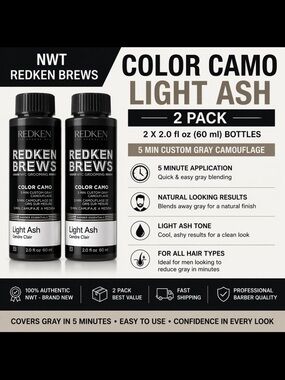 NWT Redken Brews Color Camo Light Ash 2 Pack | Fast Ship | Barber Pro